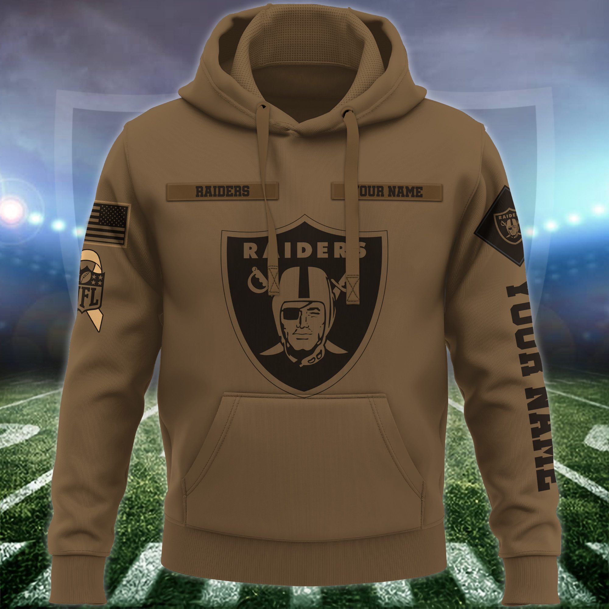 Las-Vegas-Raiders-NFL-Brown-Salute-To-Service-2023-Veteran-3D-Hoodie-Custom-Your-Name-HSL1145-1