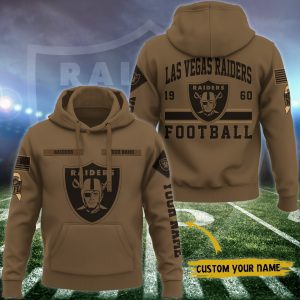 Las Vegas Raiders NFL Brown Salute To Service 2023 Veteran 3D Hoodie Custom Your Name HSL1145