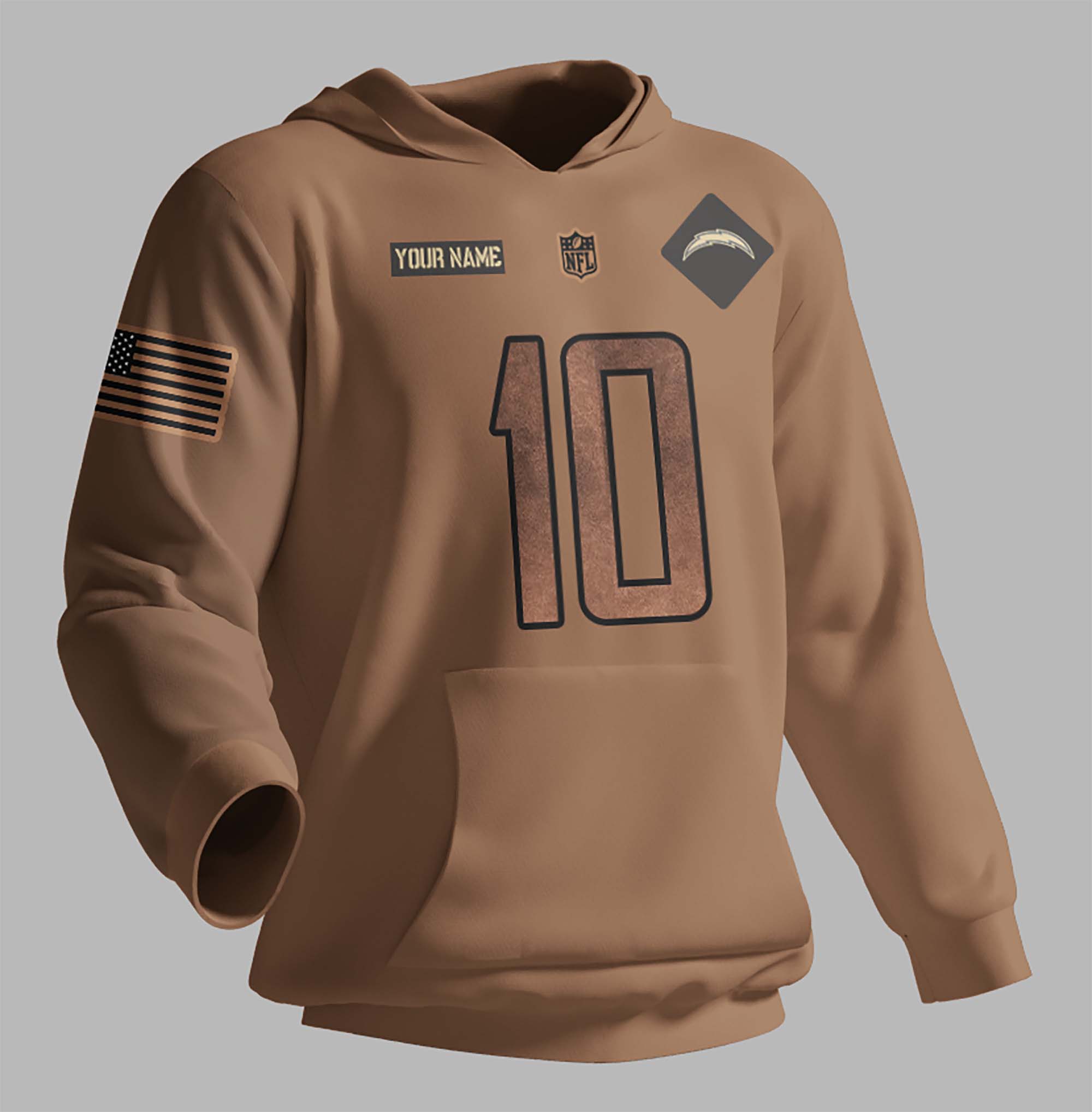 Los-Angeles-Chargers-NFL-2023-Salute-To-Service-Custom-Name-And-Number-3D-Hoodie-HSL1018 Los Angeles Chargers NFL 2023 Salute To Service Custom Name And Number 3D Hoodie HSL1018