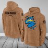 Los Angeles Chargers NFL Brown Distressed Logo Salute To Service 2023 3D Hoodie HSL1050