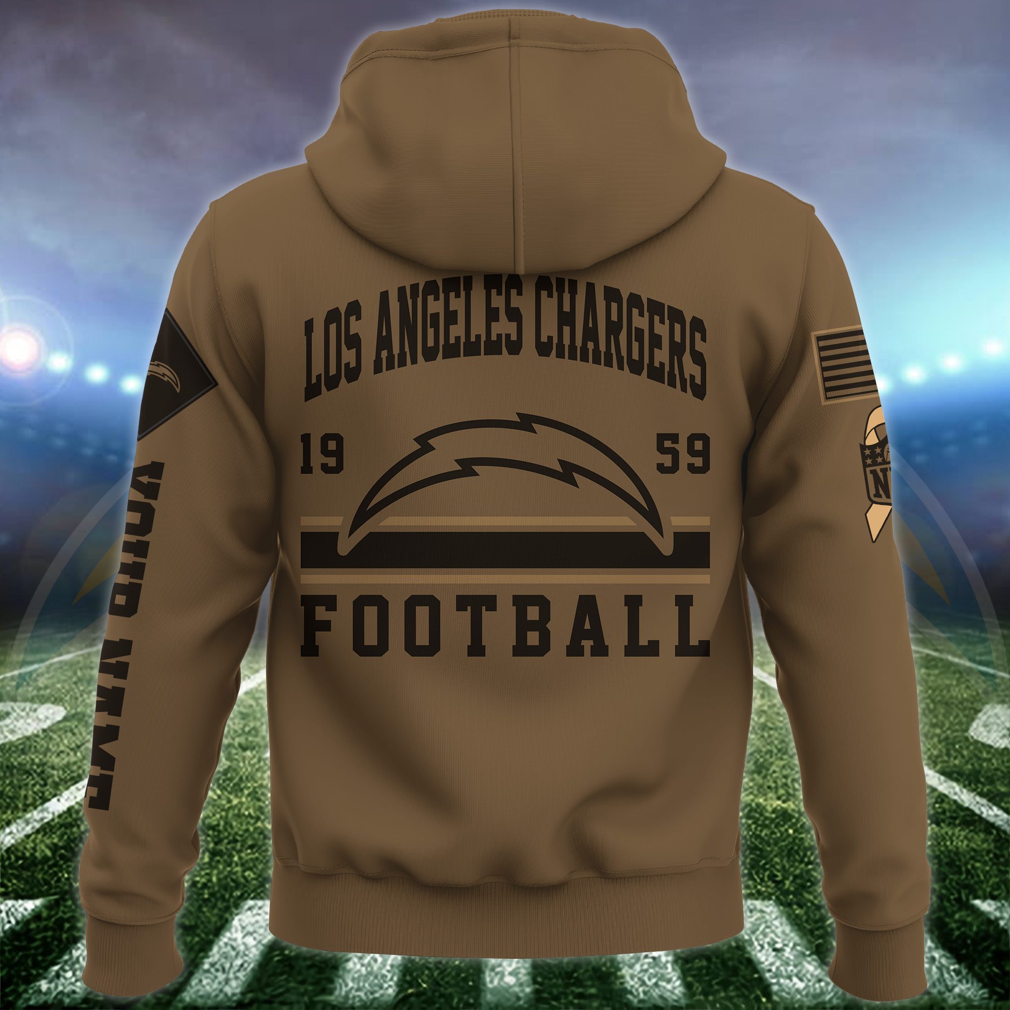 Los-Angeles-Chargers-NFL-Brown-Salute-To-Service-2023-Veteran-3D-Hoodie-Custom-Your-Name-HSL1146-2