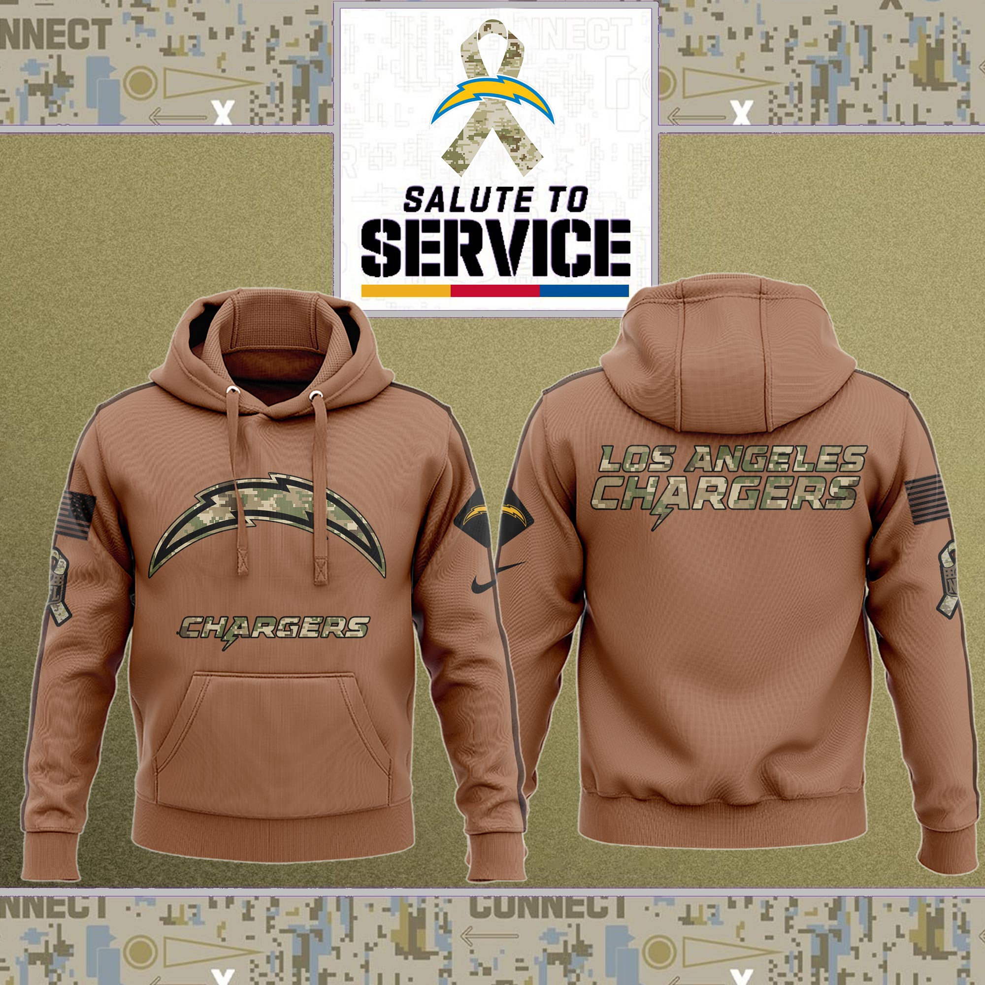 Los-Angeles-Chargers-NFL-Salute-To-Service-2023-Veteran-New-Logo-3D-Hoodie-HSL1082 Los Angeles Chargers NFL Salute To Service 2023 Veteran New Logo 3D Hoodie HSL1082