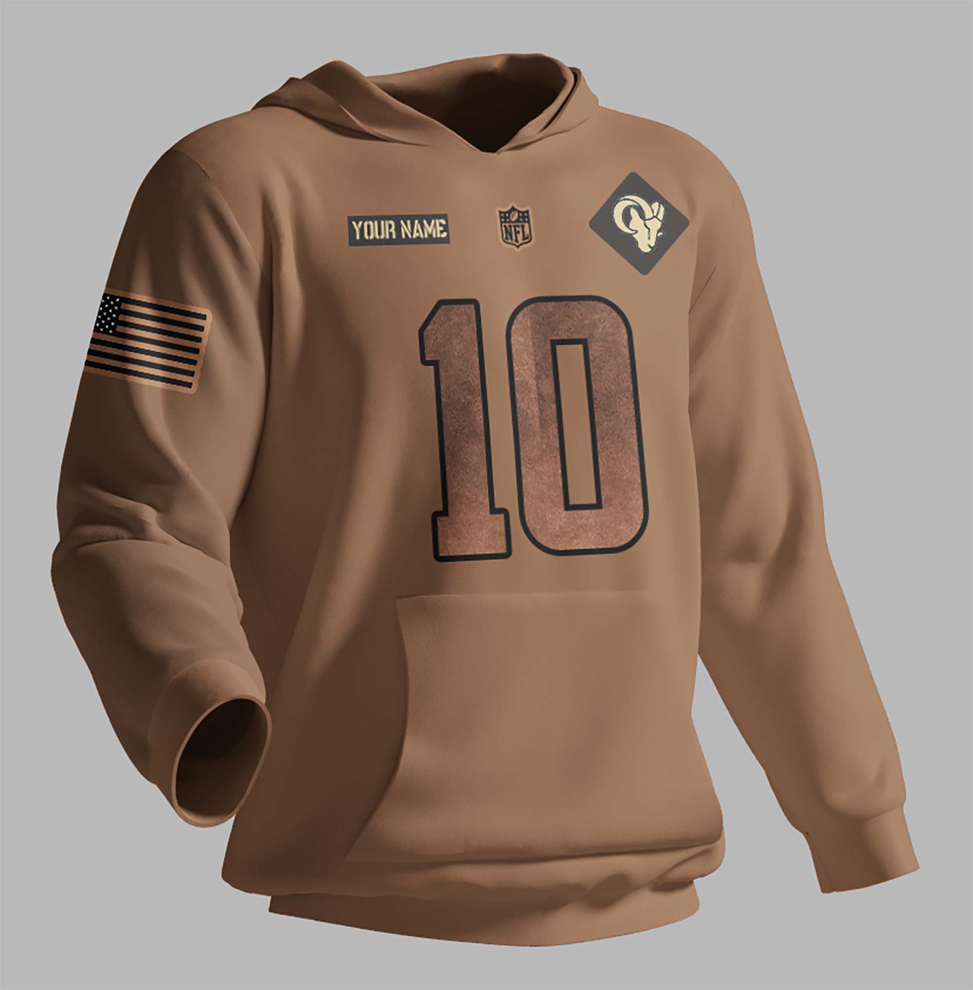Los-Angeles-Rams-NFL-2023-Salute-To-Service-Custom-Name-And-Number-3D-Hoodie-HSL1019 Los Angeles Rams NFL 2023 Salute To Service Custom Name And Number 3D Hoodie HSL1019