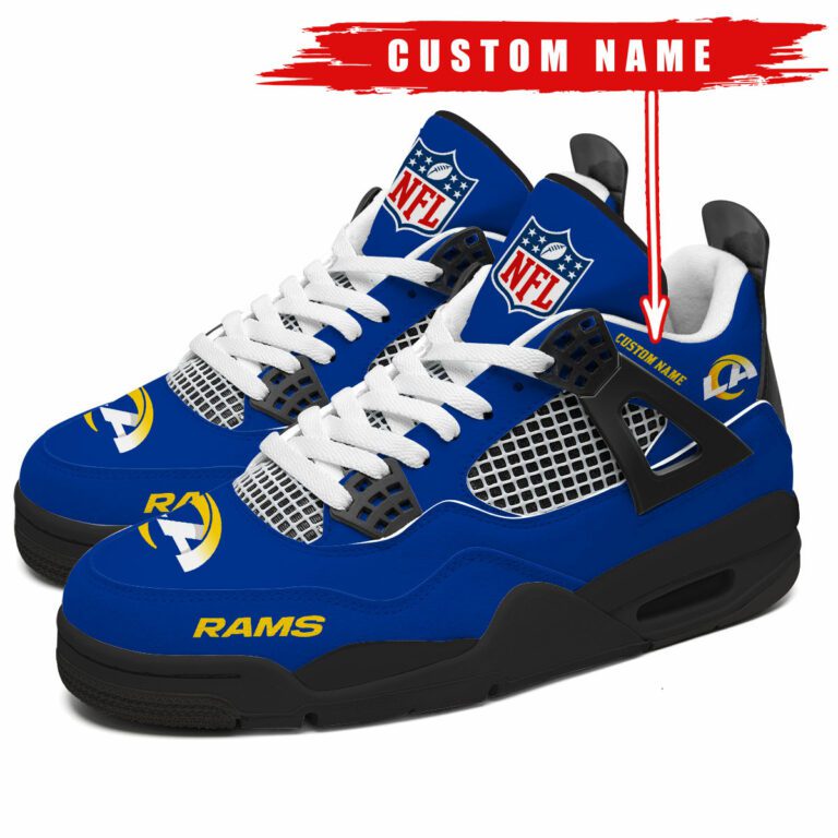 Los-Angeles-Rams-NFL-Premium-Jordan-4-Sneaker-Personalized-Name-Shoes-JD4745 Los Angeles Rams NFL Premium Jordan 4 Sneaker Personalized Name Shoes JD4745