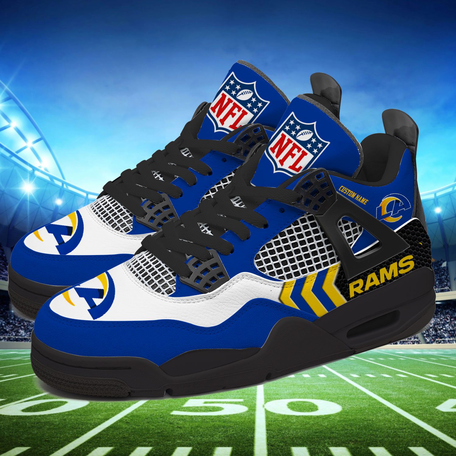 Los-Angeles-Rams-NFL-Premium-Jordan-4-Sneaker-Personalized-Name-Shoes-JD4746-2