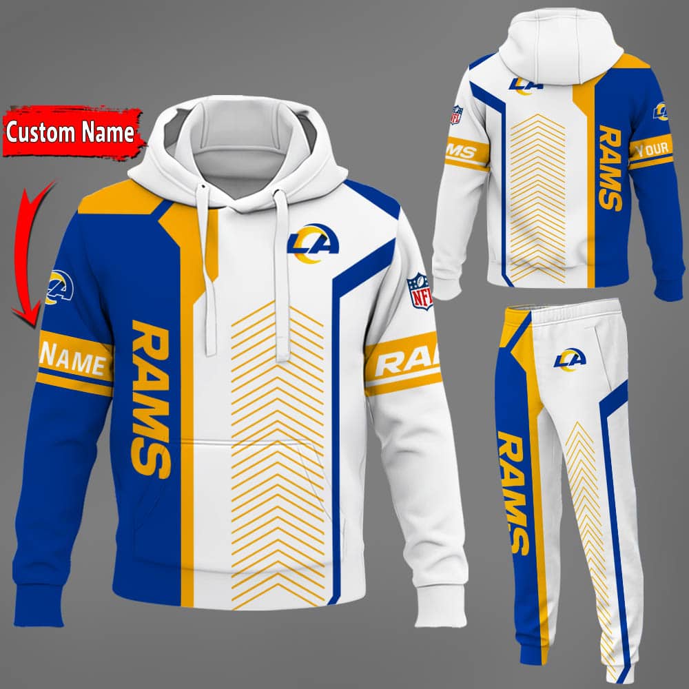 Los-Angeles-Rams-NFL-Premium-Sport-3D-Hoodie-Jogger-Personalized-Name-CHJ1587 Los Angeles Rams NFL Premium Sport 3D Hoodie & Jogger Personalized Name CHJ1587