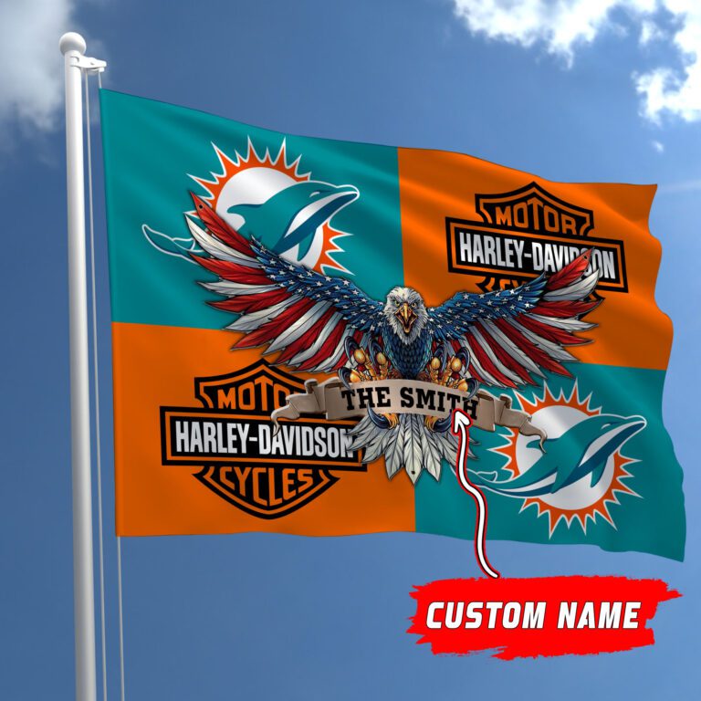 Miami-Dolphins-NFL-Harley-Davidson-Fly-Flag-Outdoor-Flag-FI479 Miami Dolphins NFL Harley Davidson Fly Flag Outdoor Flag FI479