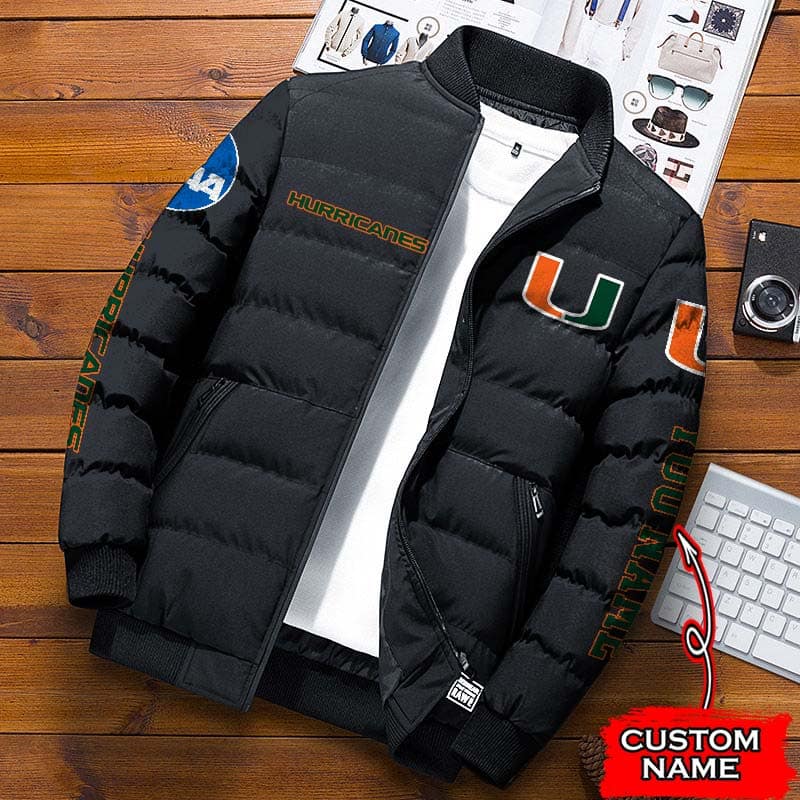 Miami-Hurricanes-NCAA-Premium-Puffer-Down-Jacket-Personalized-Name Miami Hurricanes NCAA Premium Puffer Down Jacket Personalized Name
