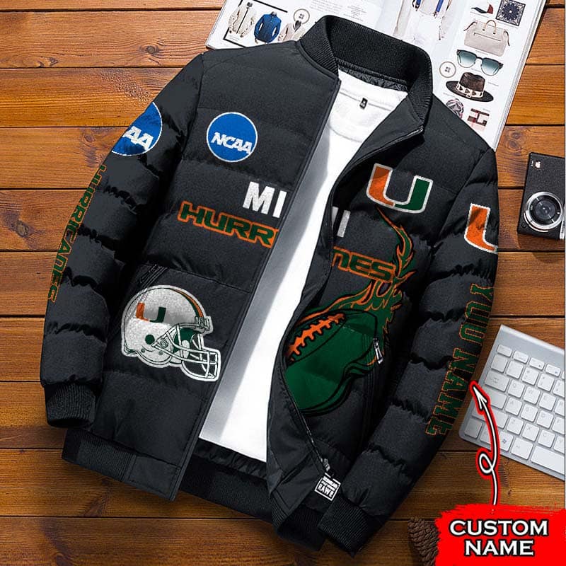 Miami-Hurricanes-NCAA-Premium-Puffer-Down-Jacket-Personalized-Name Miami Hurricanes NCAA Premium Puffer Down Jacket Personalized Name