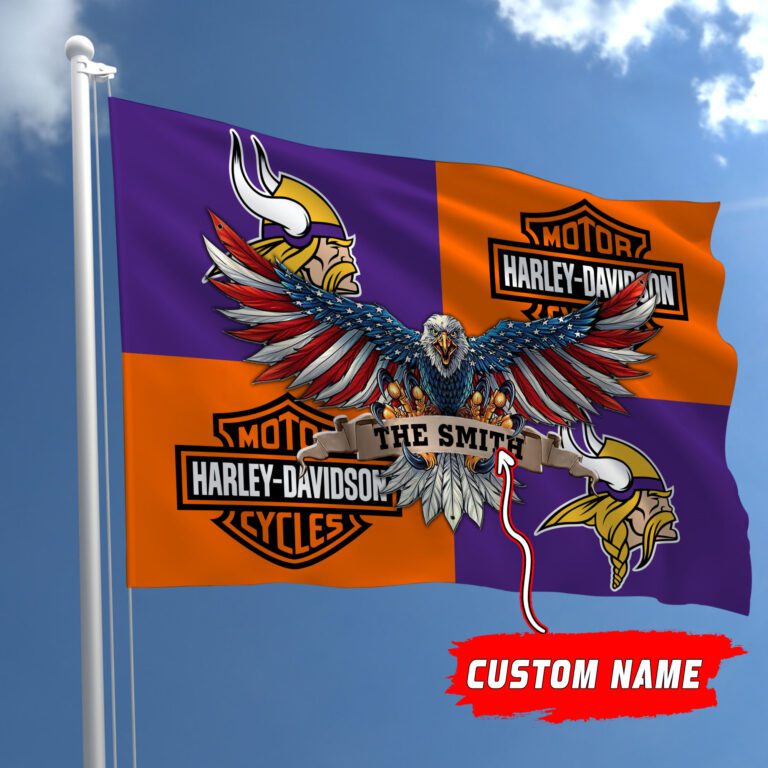 Minnesota-Vikings-NFL-Harley-Davidson-Fly-Flag-Outdoor-Flag-FI481 Minnesota Vikings NFL Harley Davidson Fly Flag Outdoor Flag FI481