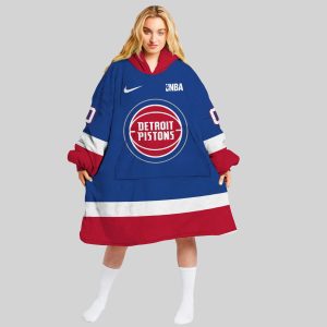NBA Detroit Pistons Personalized Oodie Blanket Hoodie Wearable Blanket Snuggie Hoodie