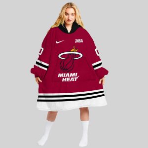 NBA Miami Heat Personalized Oodie Blanket Hoodie Wearable Blanket Snuggie Hoodie