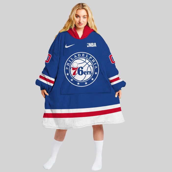 NBA Philadelphia 76ers Personalized Oodie Blanket Hoodie Wearable Blanket Snuggie Hoodie