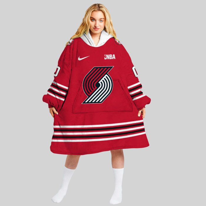 NBA Portland Trail Blazers Personalized Oodie Blanket Hoodie Wearable Blanket Snuggie Hoodie