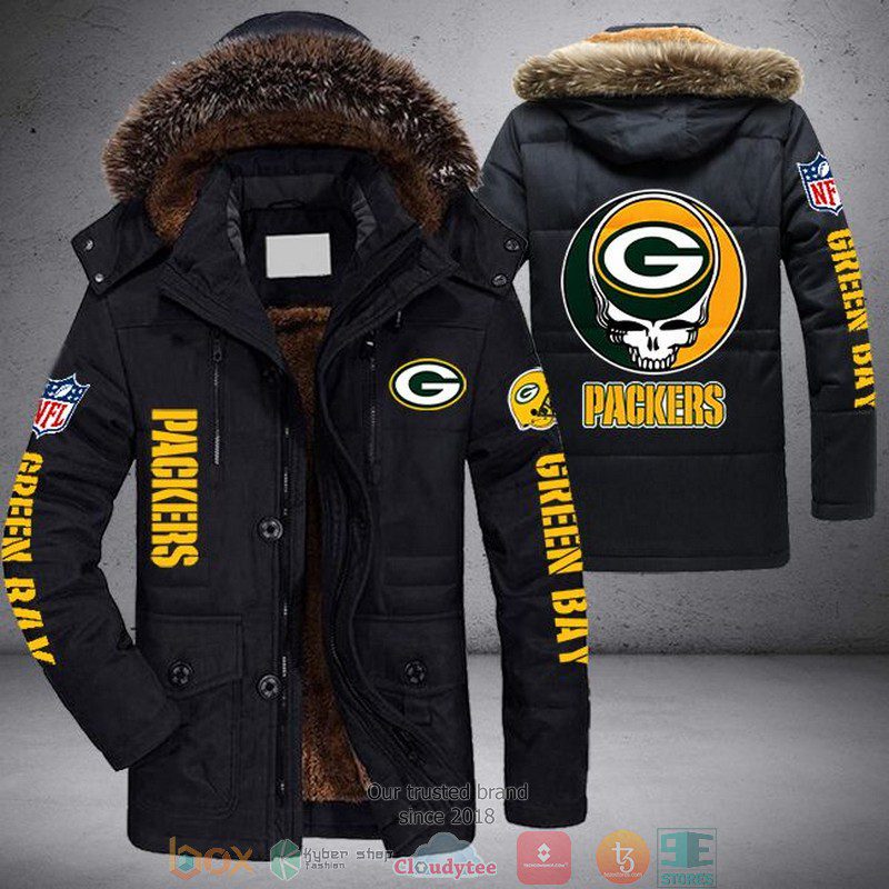 NFL-Green-Bay-Packers-Skull-logo-Parka-Jacket-Fleece-Coat-Winter-PJF1123 NFL Green Bay Packers Skull logo Parka Jacket Fleece Coat Winter PJF1123