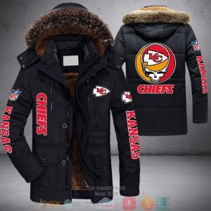 NFL Kansas City Chiefs Skull logo Parka Jacket Fleece Coat Winter PJF1146