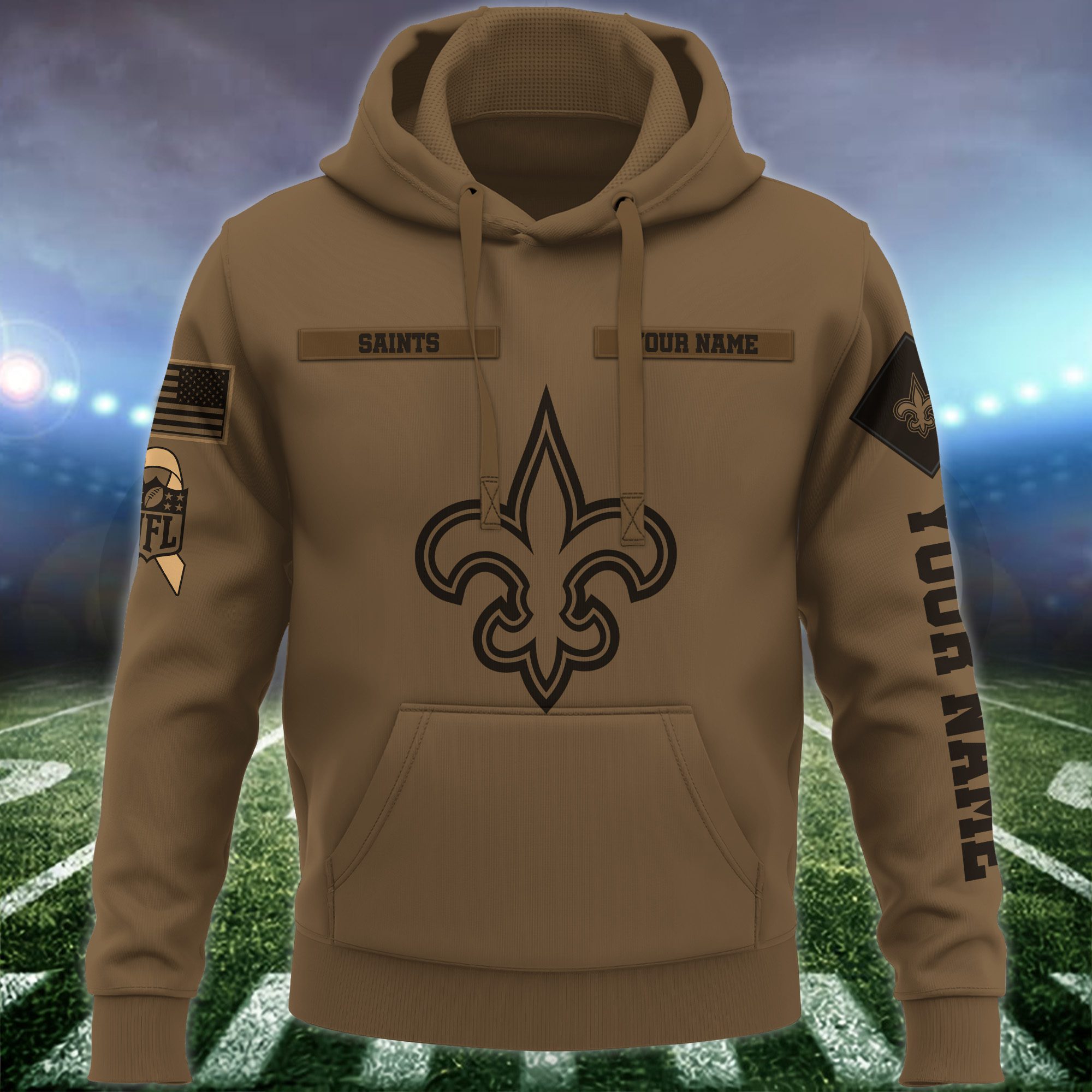 New-Orleans-Saints-NFL-Brown-Salute-To-Service-2023-Veteran-3D-Hoodie-Custom-Your-Name-HSL1151-1