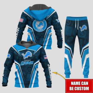 Personalized Name Detroit Lions NFL Combo Sport 3D Hoodie - Zip Hoodie - Sweatshirt - Tshirt & Jogger
