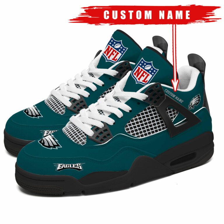 Philadelphia-Eagles-NFL-Premium-Jordan-4-Sneaker-Personalized-Name-Shoes-JD4759 Philadelphia Eagles NFL Premium Jordan 4 Sneaker Personalized Name Shoes JD4759