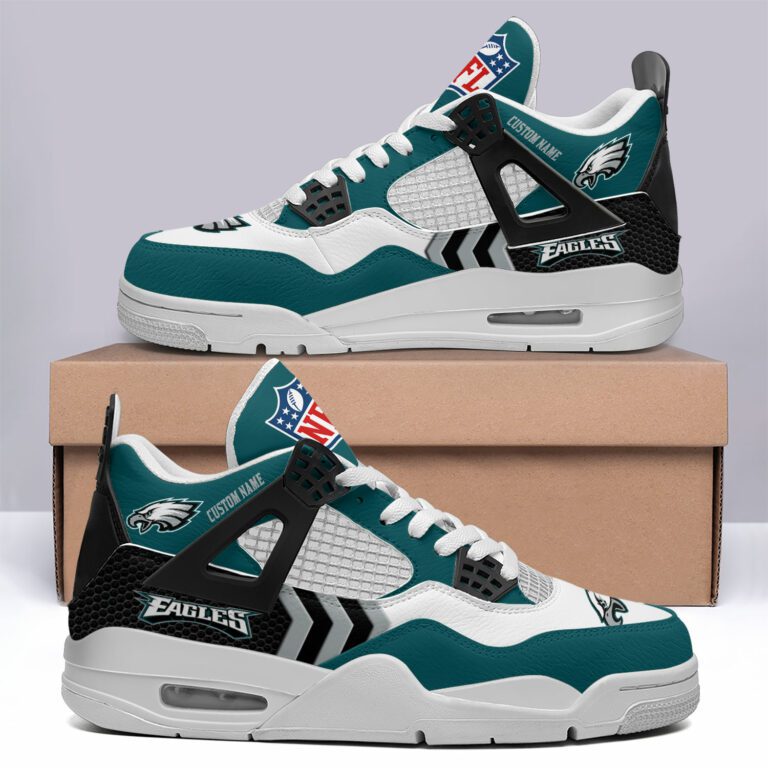 Philadelphia-Eagles-NFL-Premium-Jordan-4-Sneaker-Personalized-Name-Shoes-JD4760 Philadelphia Eagles NFL Premium Jordan 4 Sneaker Personalized Name Shoes JD4760