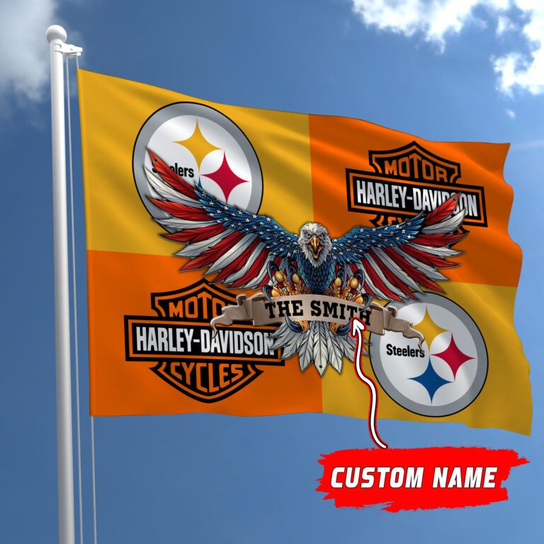 Pittsburgh-Steelers-NFL-Harley-Davidson-Fly-Flag-Outdoor-Flag-FI492 Pittsburgh Steelers NFL Harley Davidson Fly Flag Outdoor Flag FI492