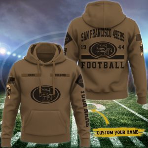 San Francisco 49ers NFL Brown Salute To Service 2023 Veteran 3D Hoodie Custom Your Name HSL1156