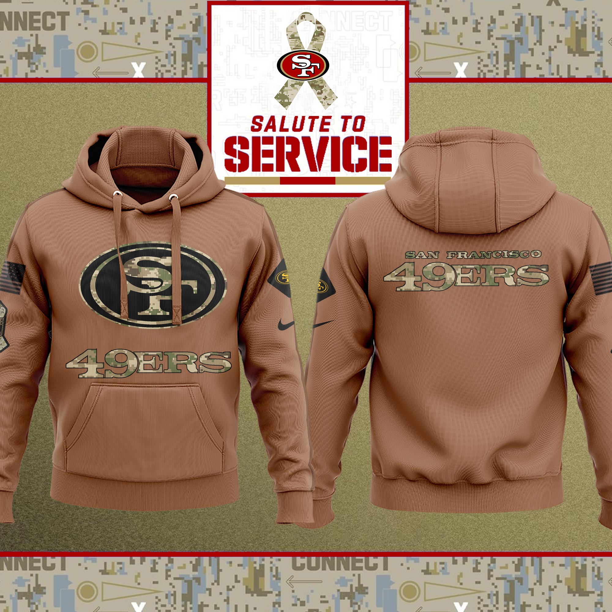 San-Francisco-49ers-NFL-Salute-To-Service-2023-Veteran-New-Logo-3D-Hoodie-HSL1092 San Francisco 49ers NFL Salute To Service 2023 Veteran New Logo 3D Hoodie HSL1092