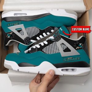 San Jose Sharks NHL Premium Jordan 4 Sneaker Personalized Name Shoes JD4667