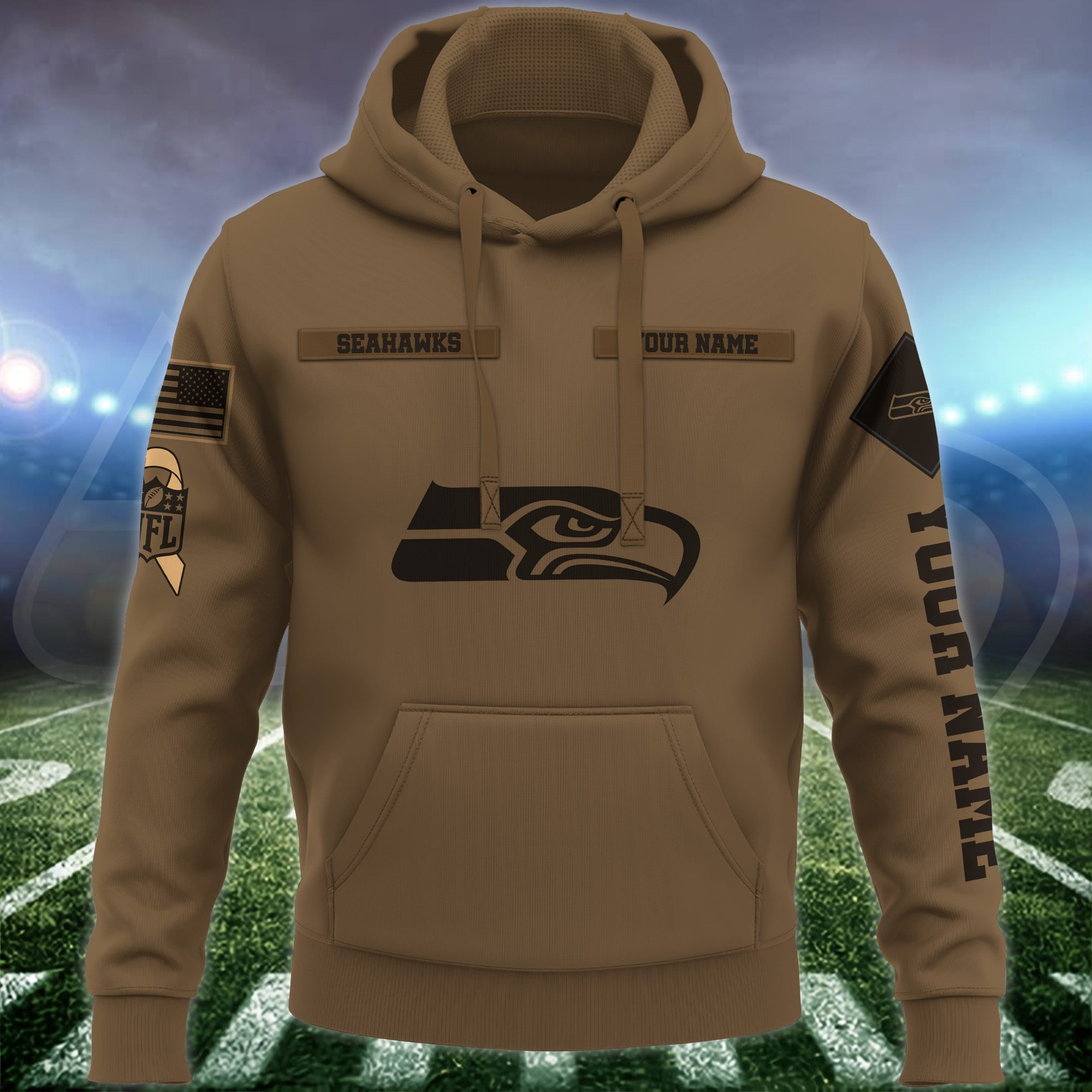 Seattle-Seahawks-NFL-Brown-Salute-To-Service-2023-Veteran-3D-Hoodie-Custom-Your-Name-HSL1157-1