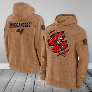 Tampa Bay Buccaneers NFL Brown Distressed Logo Salute To Service 2023 3D Hoodie HSL1062