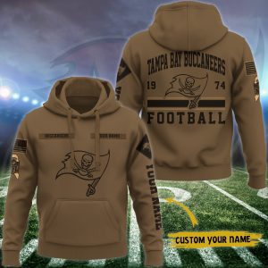 Tampa Bay Buccaneers NFL Brown Salute To Service 2023 Veteran 3D Hoodie Custom Your Name HSL1158