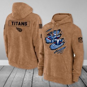 Tennessee Titans NFL Brown Distressed Logo Salute To Service 2023 3D Hoodie HSL1063
