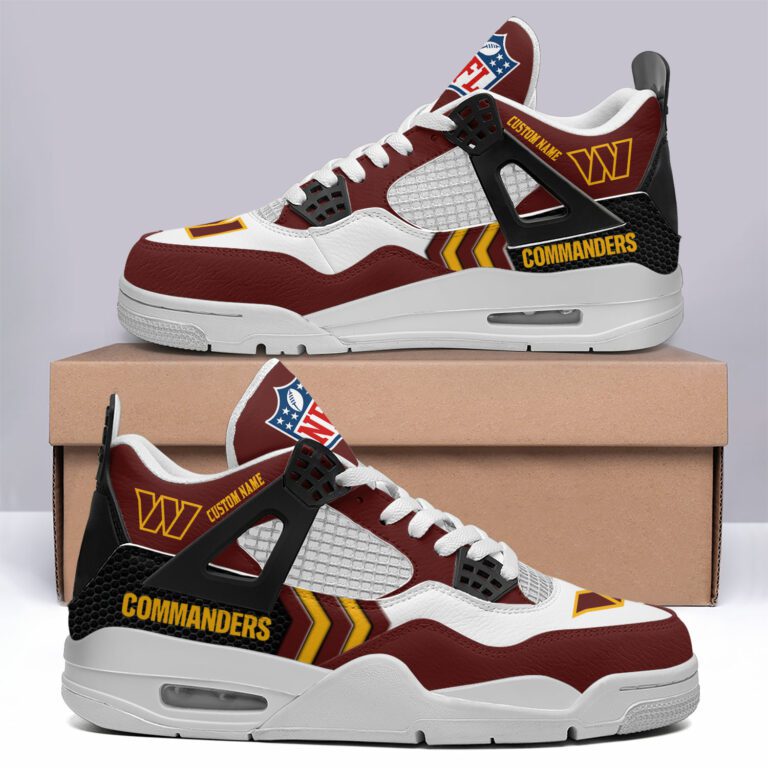 Washington-Commanders-NFL-Premium-Jordan-4-Sneaker-Personalized-Name-Shoes-JD4772 Washington Commanders NFL Premium Jordan 4 Sneaker Personalized Name Shoes JD4772