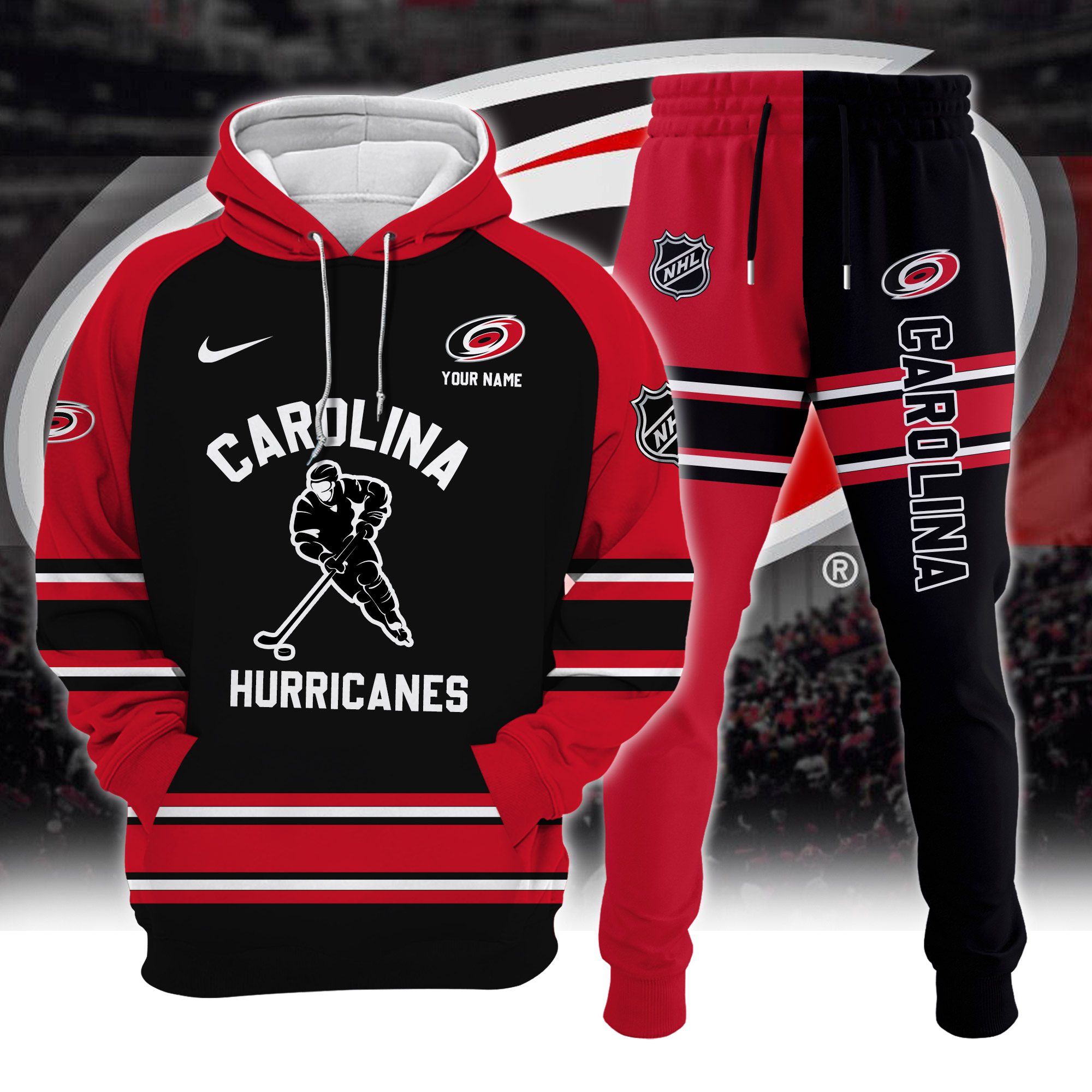 Carolina-Hurricanes-Combo-Hoodie-Long-Pants-Set-Edition-3D-CHJ1605 Carolina Hurricanes Combo Hoodie Long Pants Set Edition 3D CHJ1605