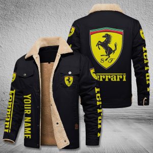 Ferrari Cars Logo Personalized Fleece Cargo Jacket Winter Jacket FCJ1010