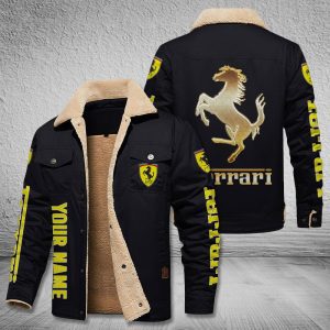 Ferrari Cars Logo Personalized Fleece Cargo Jacket Winter Jacket FCJ1011