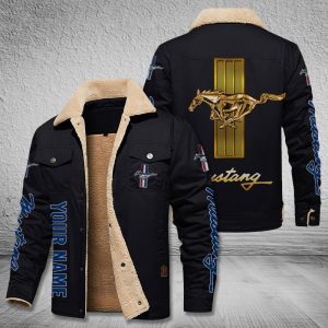 Ford Mustang Cars Logo Personalized Fleece Cargo Jacket Winter Jacket FCJ1014