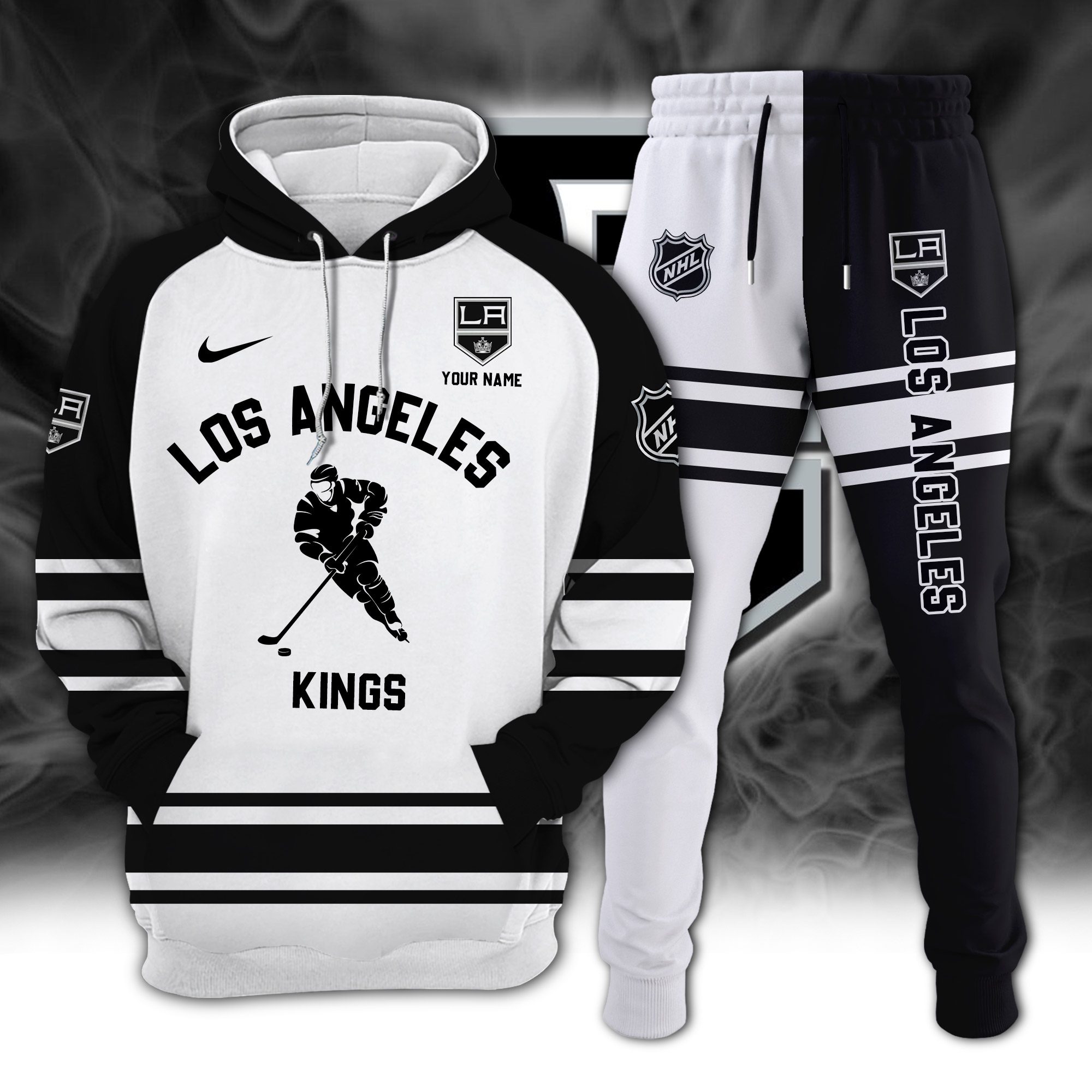 Los-Angeles-Kings-Combo-Hoodie-Long-Pants-Set-Edition-3D-CHJ1613 Los Angeles Kings Combo Hoodie Long Pants Set Edition 3D CHJ1613