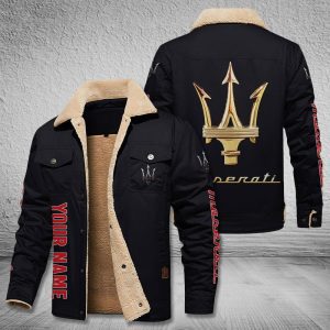 Maserati Cars Logo Personalized Fleece Cargo Jacket Winter Jacket FCJ1021