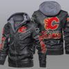 Calgary Flames Black Brown Leather Jacket LIZ178
