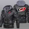 Carolina Hurricanes Black Brown Leather Jacket LIZ216