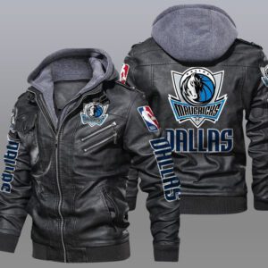 Dallas Mavericks Black Brown Leather Jacket LIZ186