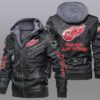 Detroit Red Wings Black Brown Leather Jacket LIZ120