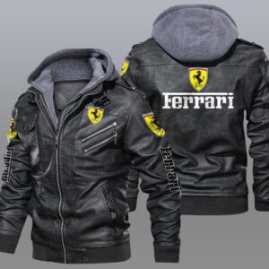 Ferrari Black Brown Leather Jacket LIZ020