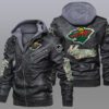 Minnesota Wild Black Brown Leather Jacket LIZ177