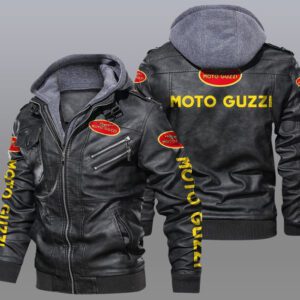Moto Guzzi Black Brown Leather Jacket LIZ047