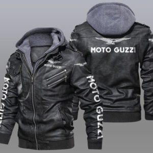 Moto Guzzi Black Brown Leather Jacket LIZ094