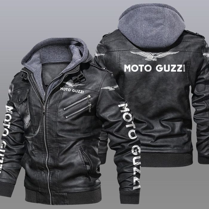 Moto-Guzzi-Black-Brown-Leather-Jacket-LIZ094 Moto Guzzi Black Brown Leather Jacket LIZ094