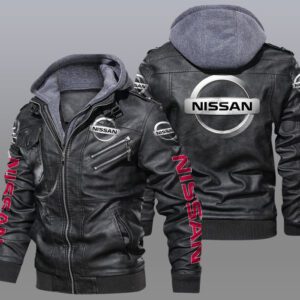 Nissan Black Brown Leather Jacket LIZ042