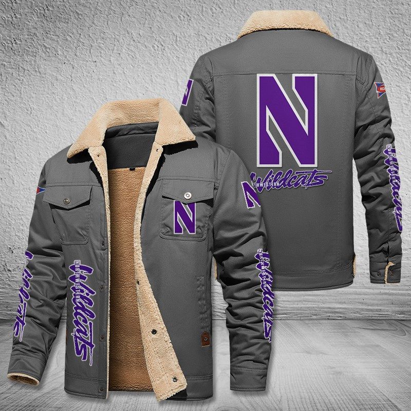 Northwestern-Wildcats-Football-Fleece-Cargo-Jacket-Winter-Jacket-FCJ1997-3
